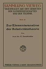 Zur Elementaranalyse der Relativitt̃stheorie : Einleitung und Vorstufen