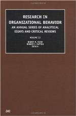 Research in Organizational Behavior, Volume 22