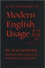 A Dictionary of Modern English Usage