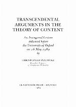 TRANSCENDENTAL ARGUMENTS IN THE THEORY OF CONTENT