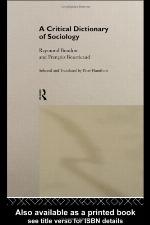 A Critical Dictionary of Sociology