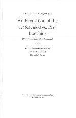An Exposition of the 'on the Hebdomads' of Boethius (Aquinas in Translation)