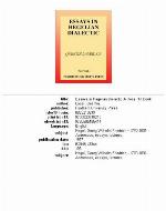 Essays in Hegelian Dialectic