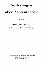 Vorlesungen Ueber Zahlentheorie