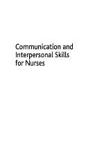 Communication and Interpersonal Skills for Nurses.