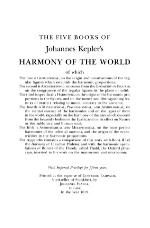 The Harmony of the World by Johannes Kepler