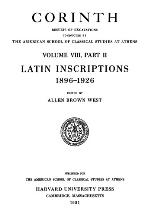 Latin Inscriptions, 1896-1926