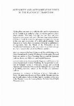Authority and Authoritative Texts in the Platonist Tradition