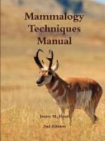 Mammalogy Techniques Manual 2nd Edition