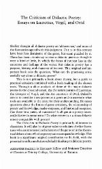 The Criticism of Didactic Poetry : Essays on Lucretius, Virgil, and Ovid
