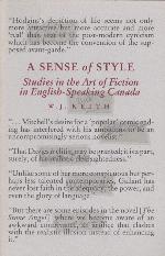 Sense Of Style: Studies in the Art of Fiction in English-Speaking Canada