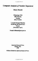 Computer Analysis Of Number Sequences