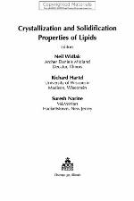 Crystallization and Solidification Properties of Lipids