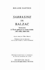 Sarrasine de Balzac : séminaires à l'École pratique des hautes études, 1967-1968, 1968-1969
