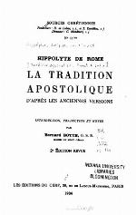La tradition apostolique d'après les anciennes versions