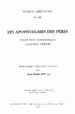 Les Apophtegmes des pères : collection systématique