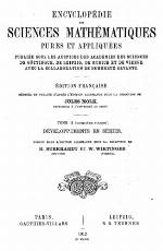 Encyclopédie des sciences mathématiques pures et appliquées. Tome II, Analyse. (cinquième volume), Développements en séries