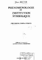 Phénoménologie et institution symbolique