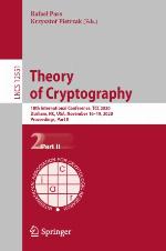 THEORY OF CRYPTOGRAPHY : 18th international conference, tcc 2020, durham, nc.