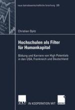Hochschulen als Filter für Humankapital : Bildung und Karriere von High Potentials in den USA, Frankreich und Deutschland