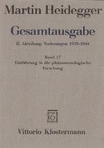 Martin Heidegger, Einführung in die phänomenologische Forschung