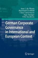 German Corporate Governance in International and European Context