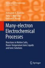 Many-electron Electrochemical Processes Reactions in Molten Salts, Room-Temperature Ionic Liquids and Ionic Solutions