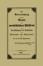 Eine Untersuchung über die Natur des menschlichen Wissens mit Berücksichtigung des Verhältnisses der Philosophie zum Empirismus