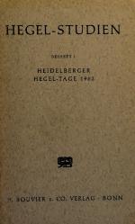 Heidelberger Hegel-Tage 1962 Vorträge und Dokumente