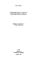 Contribuição à Crítica da Economia Política