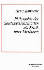 Philosophie der Geisteswissenschaften Als Kritik Ihrer Methoden