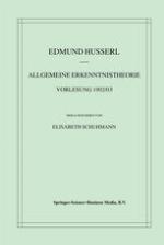 Allgemeine Erkenntnistheorie Vorlesung 1902/03