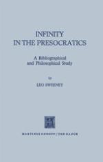 Infinity in the Presocratics : a Bibliographical and Philosophical Study